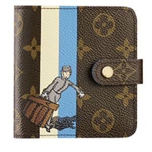 Louis Vuitton Monogram Groom Compact Zip Wallet Blue EUC